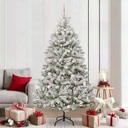vidaXL Árvore de Natal Artificial Verde e Branco 210 cm PVC e Metal