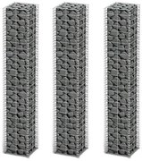 vidaXL Conjunto de gabiões 3 pcs arame galvanizado 25 x 25 x 150 cm
