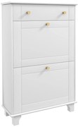 HOMCOM Sapateira Branca Móvel Sapateira Estreita com 2 Portas e 1 Gaveta para 8 Pares de Sapatos  60x23,5x98,5 cm Branco