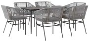 vidaXL Conjunto jantar jardim 7 peças almofadas vidro vime cinzento PE