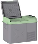 Outsunny Geleira Portátil Elétrica 24,2L -20℃ a +20 ℃ 12V/24V Mini Geleira com Rodas Compressor e Ecrã LED Tátil 60,2x33,4x41,4 cm Cinza e Verde