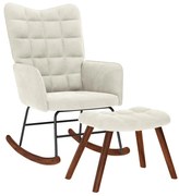 vidaXL Cadeira de balanço com banco em veludo creme