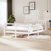 Estrutura de cama 140x200 cm madeira maciça branco