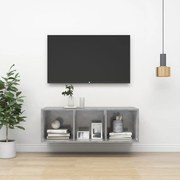 vidaXL Armário de parede para TV derivados de madeira cinzento cimento