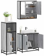vidaXL 3 pcs Conjunto móveis casa de banho madeira proc. cinza sonoma