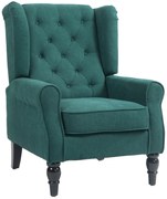 HOMCOM Poltrona de Sala Capitonê com Assento Amplo Pernas de Madeira Estilo Clássico Grande Conforto 74x86x102 cm Verde | Aosom Portugal