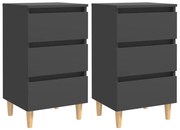 vidaXL Mesas de cabeceira pernas de madeira 2pcs 40x35x69cm cinzento
