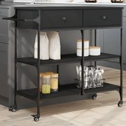 vidaXL Carrinho de cozinha 105x42x95 cm derivados de madeira preto