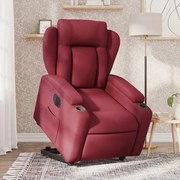 vidaXL Poltrona reclinável elevatória elétrica tecido vermelho-tinto