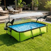 Piscina retangular Lime 220x150x65 cm com bomba de filtragem e cobertura - Verde