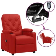 vidaXL Poltrona reclinável elétrica couro artificial vermelho tinto