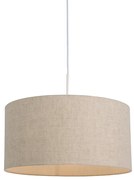 Candeeiro de suspensão rústico branco com abajur de algodão cinzento claro 50 cm - Combi Moderno,Rústico ,Clássico / Antigo
