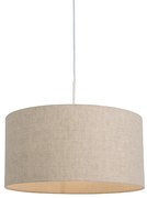 Candeeiro suspenso rural branco abajur de algodão cinza claro 50 cm - Combi Moderno,Rústico ,Clássico / Antigo