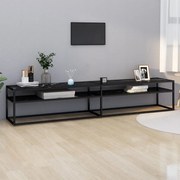 vidaXL Móvel de TV 220x40x40,5 cm vidro temperado mármore preto