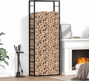 vidaXL Suporte para Lenha Preto Mate 80x28x222 cm Aço