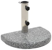vidaXL Base de guarda-sol semicircular granito 10 kg cinzento