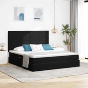 vidaXL Cama com arrumação e LED com colchão Preto 180 x 200 cm Veludo