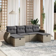 vidaXL 6 pcs conjunto sofás de jardim com almofadões vime cinzento
