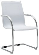 vidaXL Cadeira de escritório cantilever em couro artificial branco