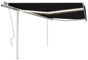 Toldo retrátil manual com luzes LED 4x3 m antracite