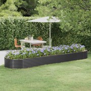 vidaXL Canteiro elevado jardim 396x100x36 aço revestido a pó antracite