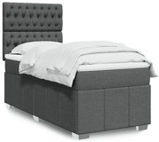 vidaXL Cama com molas/colchão 90x200 cm tecido cinzento-escuro