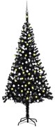 vidaXL Árvore Natal artificial pré-iluminada c/ bolas 240cm PVC preto