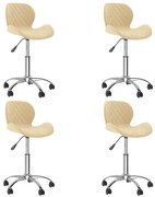 Cadeiras de jantar giratórias 4 pcs veludo cor creme