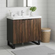 vidaXL Armário para Pia de Banheiro com porta Nogueira 62 x 33 x 58 cm