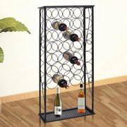 vidaXL Garrafeira de metal, suporte para 28 garrafas de vinho