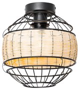 Candeeiro de teto oriental preto com ráfia 25 cm - Emir