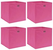 Caixas de arrumação 4 pcs 32x32x32 cm tecido rosa