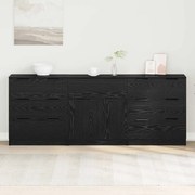 vidaXL Buffet 3 pcs Carvalho Preto 181 x 30 x 70 cm Madeira processada