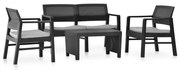 4 pcs conjunto lounge jardim c/ almofadões plástico antracite