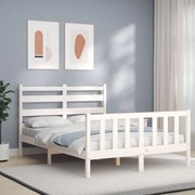 Estrutura de cama com cabeceira 120x200cm madeira maciça branco