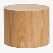 Mesa Auxiliar Redonda Ø50 Cm Em Mdf E Folha De Freixo Lily Natural - Sklum