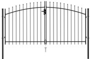 Portão p/ cerca porta dupla topo em espetos 3x1,5 m aço preto
