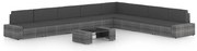 vidaXL 9 pcs conjunto lounge de jardim c/ almofadões vime PE cinzento