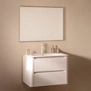 Conjunto De Móveis De Banheiro De Madeira Egerton Com Pia Integrada Branco & Led Retangular E Anti-embaciamento 100x70 Cm Riben & - Sklum