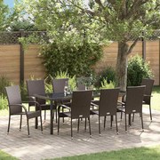 vidaXL Conjunto de Jantar para Jardim 9 pcs Castanho Rattan de PE