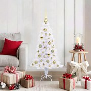 vidaXL Árvore de Natal Artificial com 150 LEDs Branco 120 cm PVC e Aço