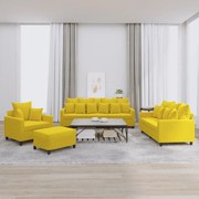 vidaXL 4 pcs conjunto de sofás com almofadões veludo amarelo