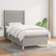 vidaXL Cama com molas/colchão 90x200 cm tecido cinza-claro