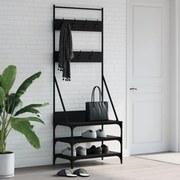 vidaXL Bengaleiro c/ arrumação de calçado 70x40x184 cm preto