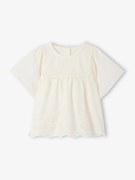 Blusa em bordado inglês para bebé   cru