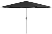 Guarda-sol de jardim com poste de metal 390 cm preto