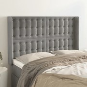 vidaXL Cabeceira cama c/ abas veludo 147x16x118/128 cm cinzento-claro