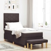 vidaXL Cama Box com colchão Castanho escuro 80 x 200 cm tecido