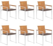 vidaXL Cadeiras de jardim 6 pcs c/ almofadões madeira de acácia maciça