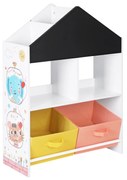 Estante infantil SONGMICS, unidade de armazenamento com quadro negro, caixas e prateleiras, multifuncional para quarto infantil, sala de jogos, branco, preto, laranja e amarelo GKR320W01
